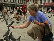 Betty feeds the pigeons 001
