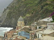 Blue house and sea