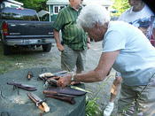Grandma selects a knife