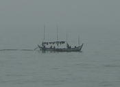 boat with clothes drying