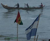 ghana flag and boat